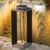 Linterna solar Teckalu, aluminio negro, 65,5 cm