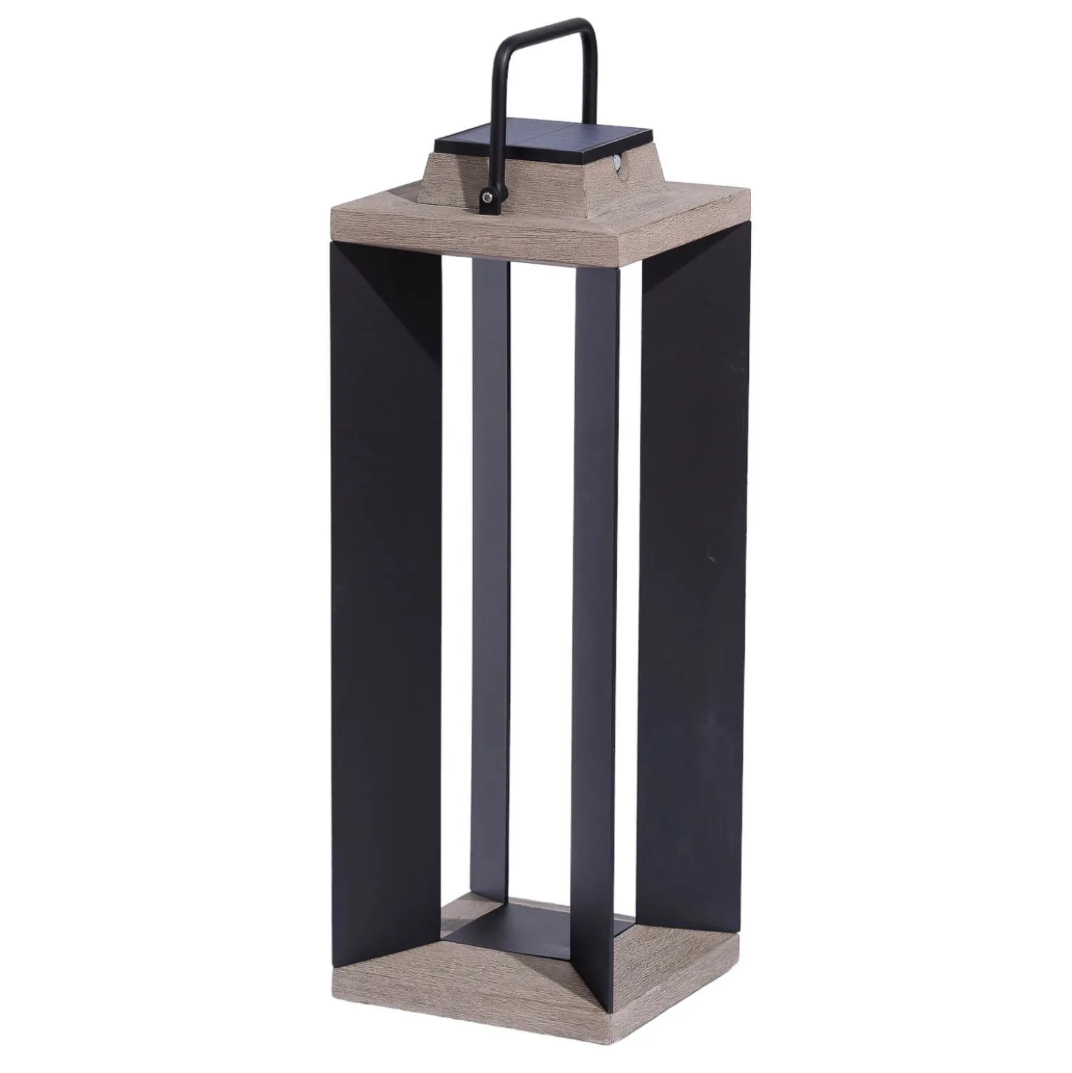 Linterna solar Teckalu, aluminio negro, 65,5 cm