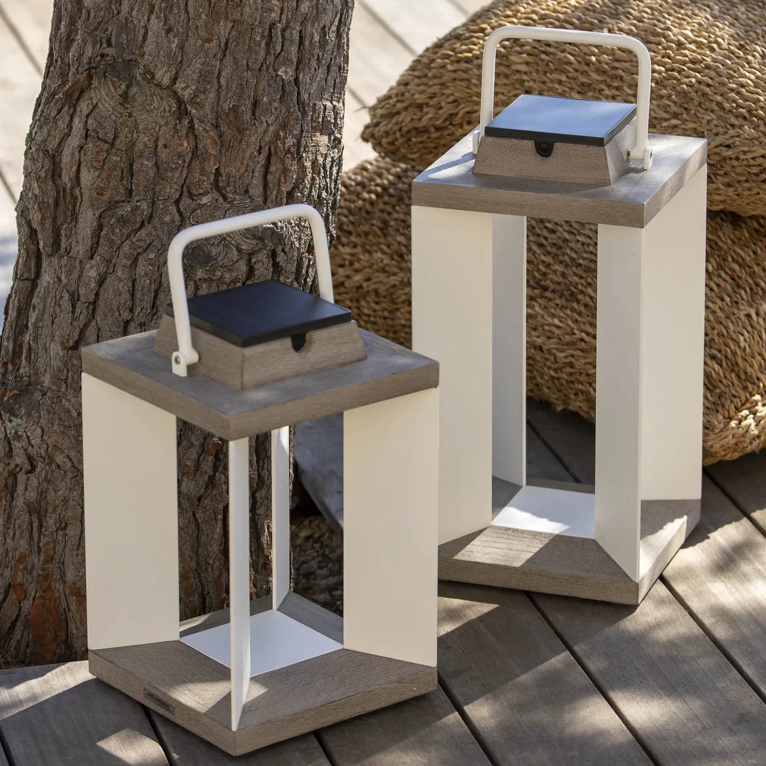 Linterna solar Teckalu, Duratek/blanco, 45,5cm