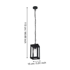 Lámpara colgante exterior Alamonte 1, negra, 15 cm de largo, metal