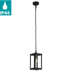 Lámpara colgante exterior Alamonte 1, negra, 15 cm de largo, metal