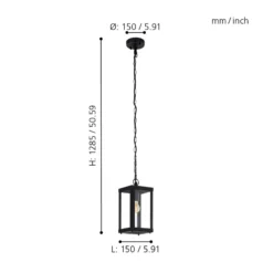 Lámpara colgante exterior Alamonte 1, negra, 15 cm de largo, metal