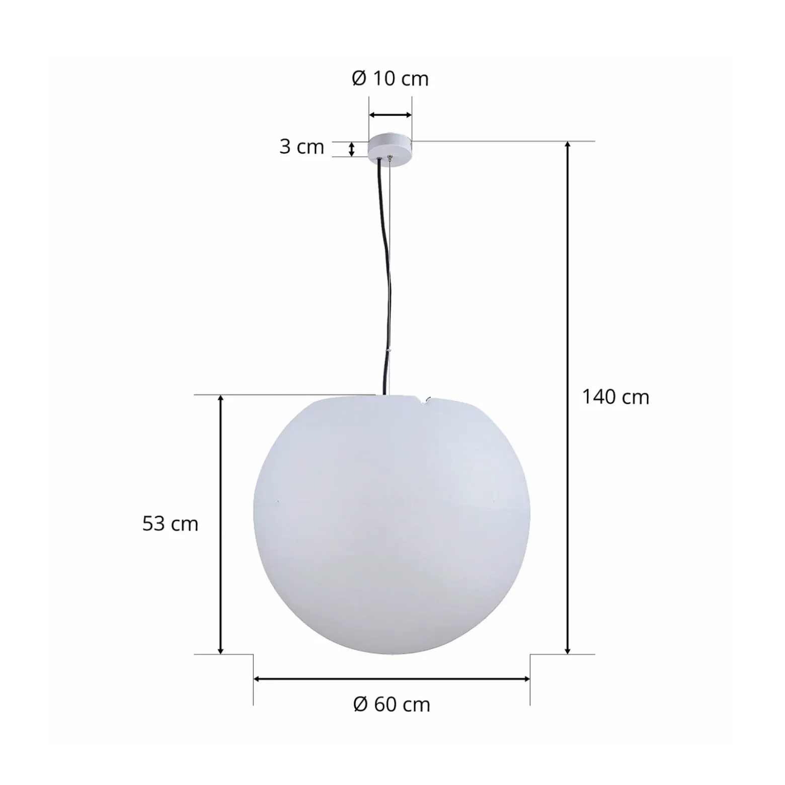 Lámpara colgante exterior Cumulus, Ø 60 cm, blanca, plástico, IP65, E27