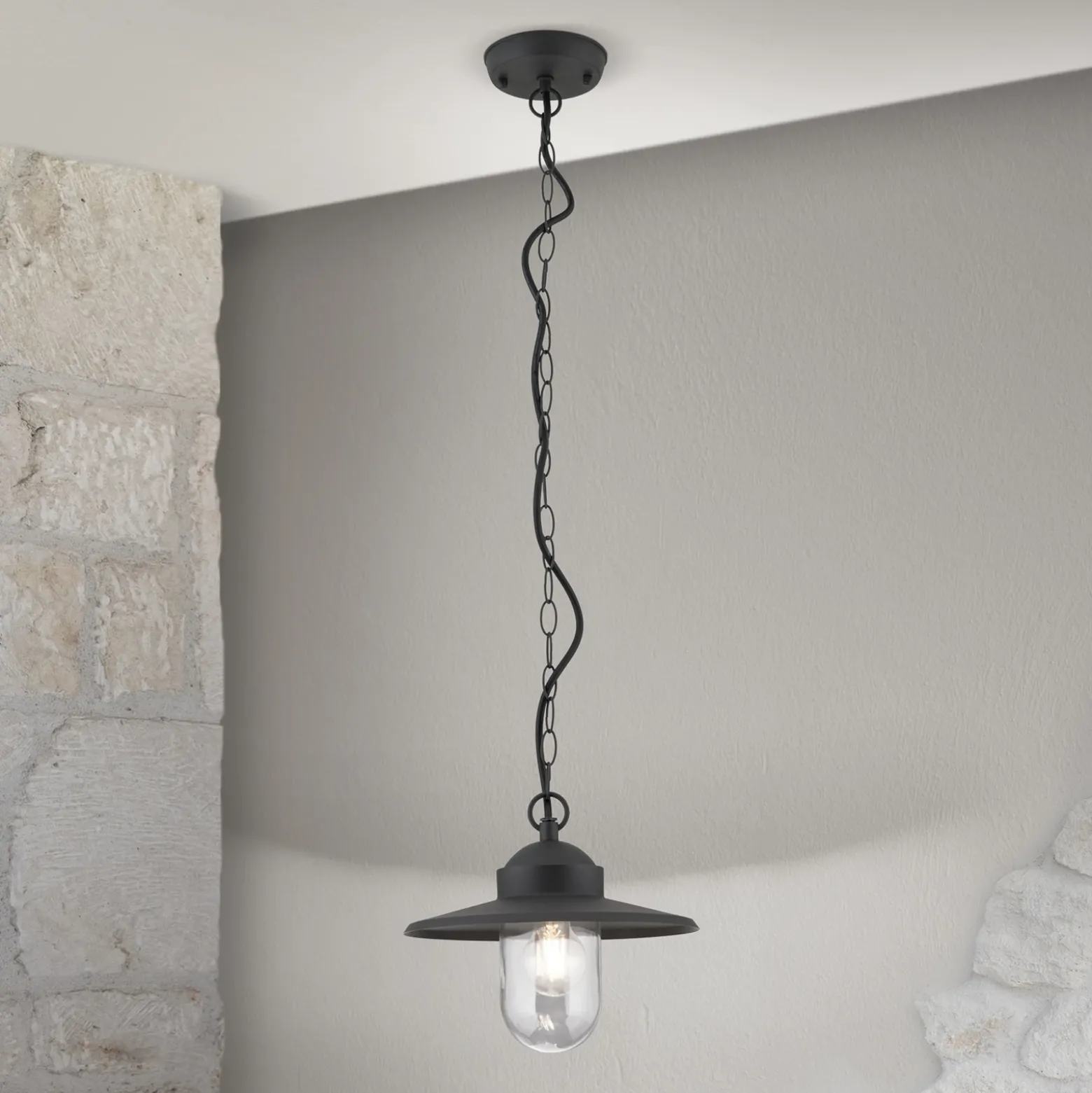 Lámpara colgante exterior Edward, antracita, Ø 27,5 cm, aluminio