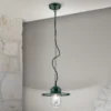 Lámpara colgante exterior Edward, verde, Ø 27,5 cm, aluminio/vidrio
