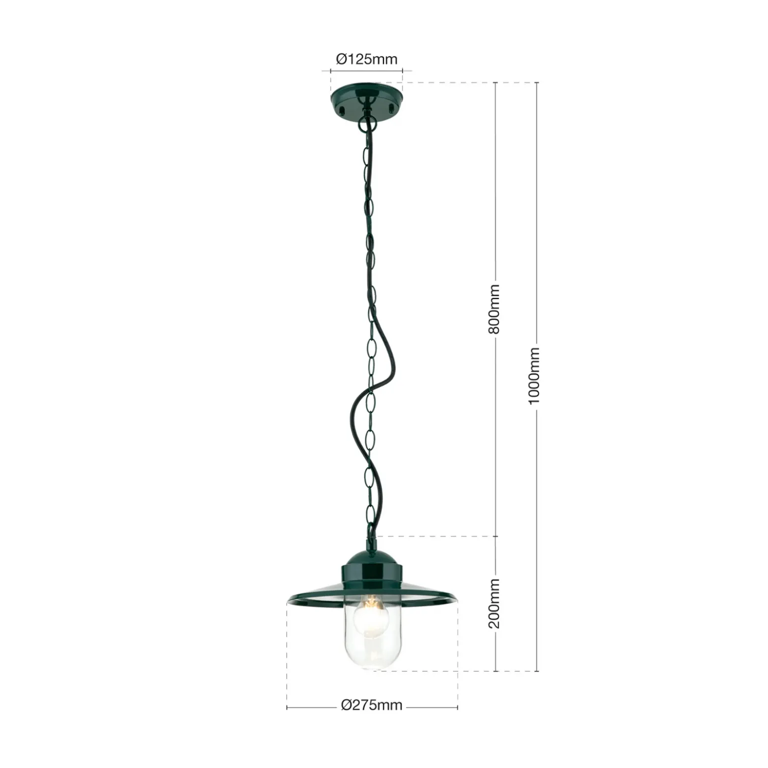 Lámpara colgante exterior Edward, verde, Ø 27,5 cm, aluminio/vidrio