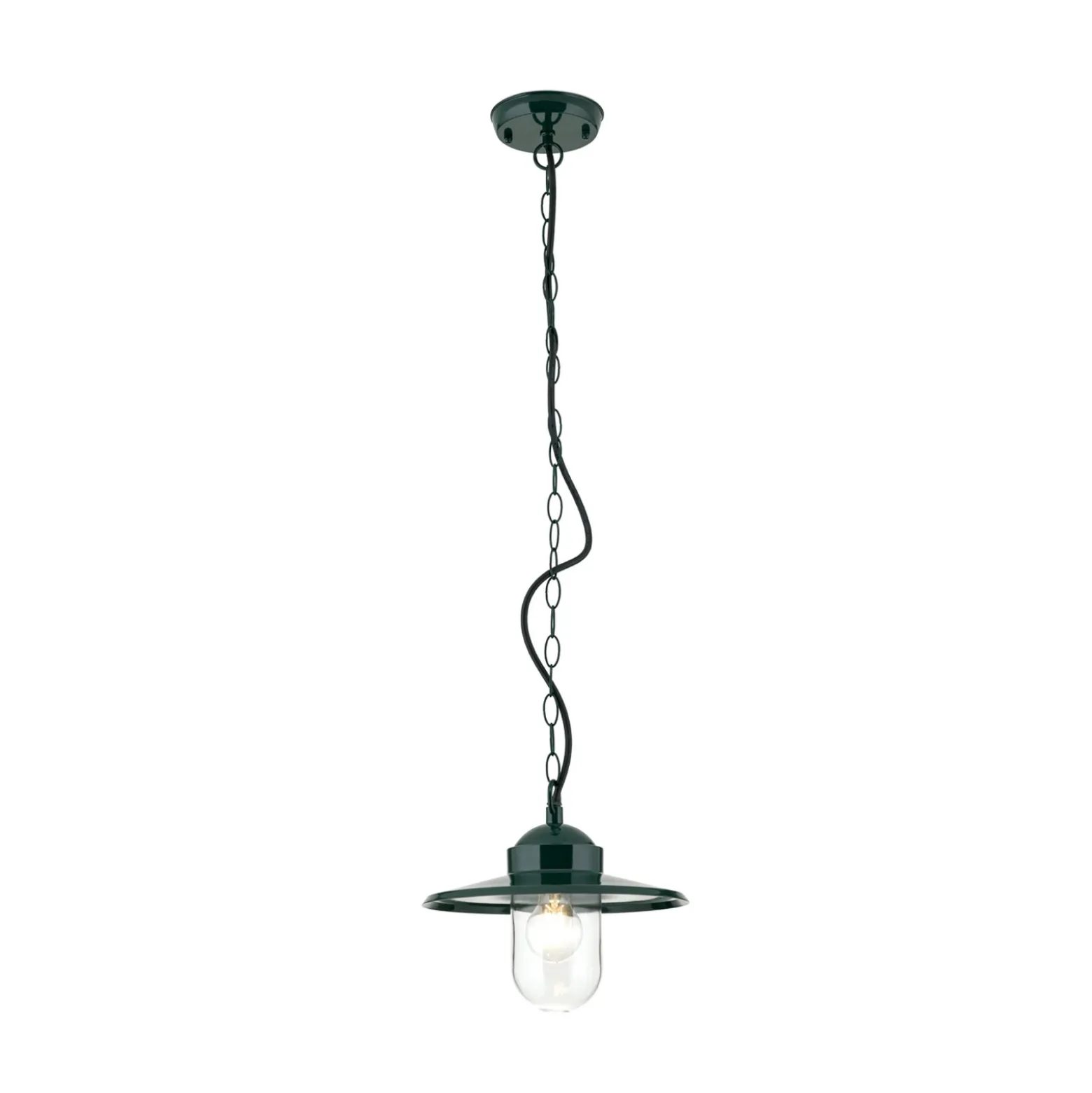 Lámpara colgante exterior Edward, verde, Ø 27,5 cm, aluminio/vidrio