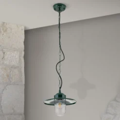 Lámpara colgante exterior Edward, verde, Ø 27,5 cm, aluminio/vidrio