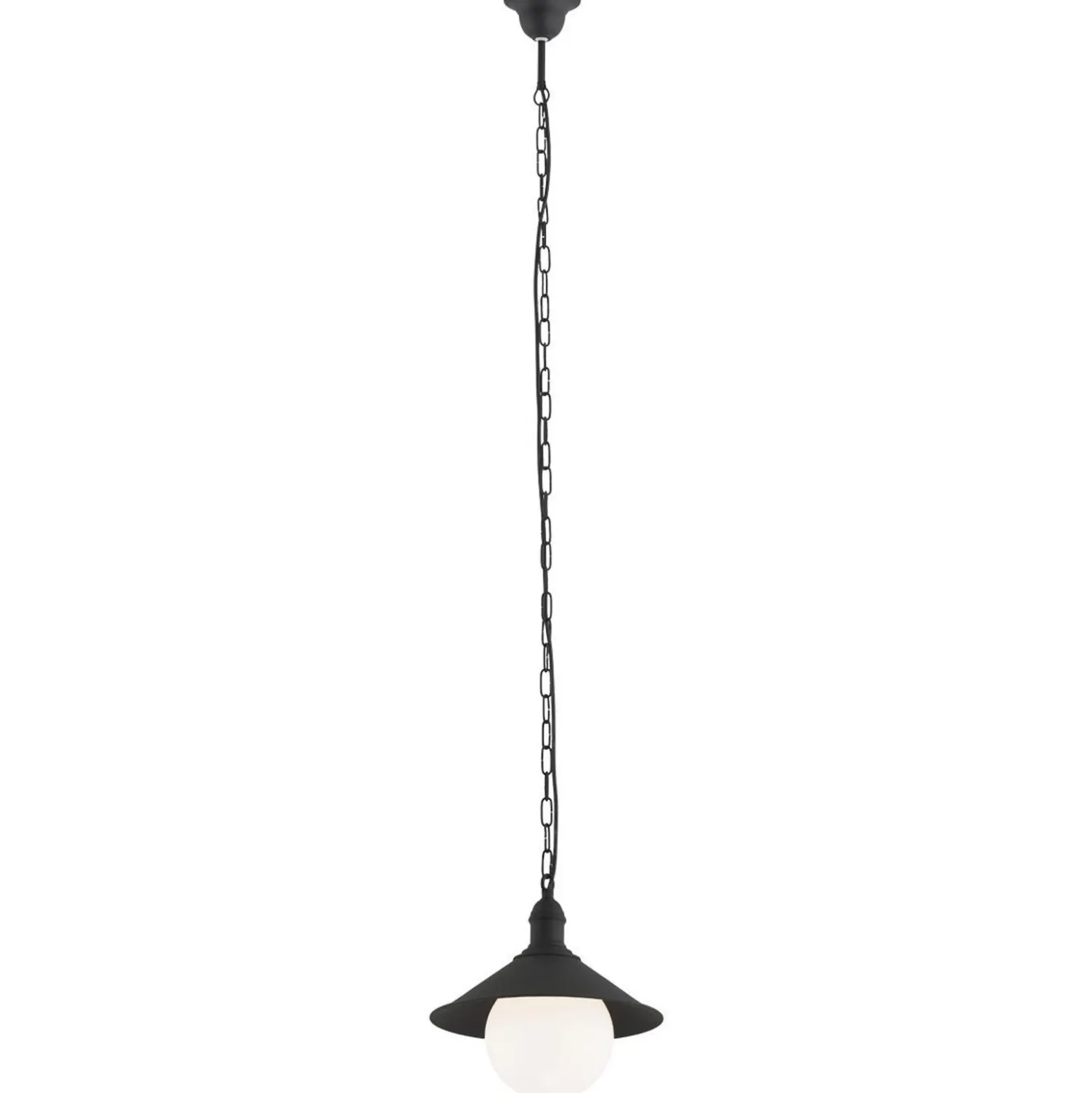 Lámpara colgante exterior Enduro, negro, acero, cristal, IP44, E27