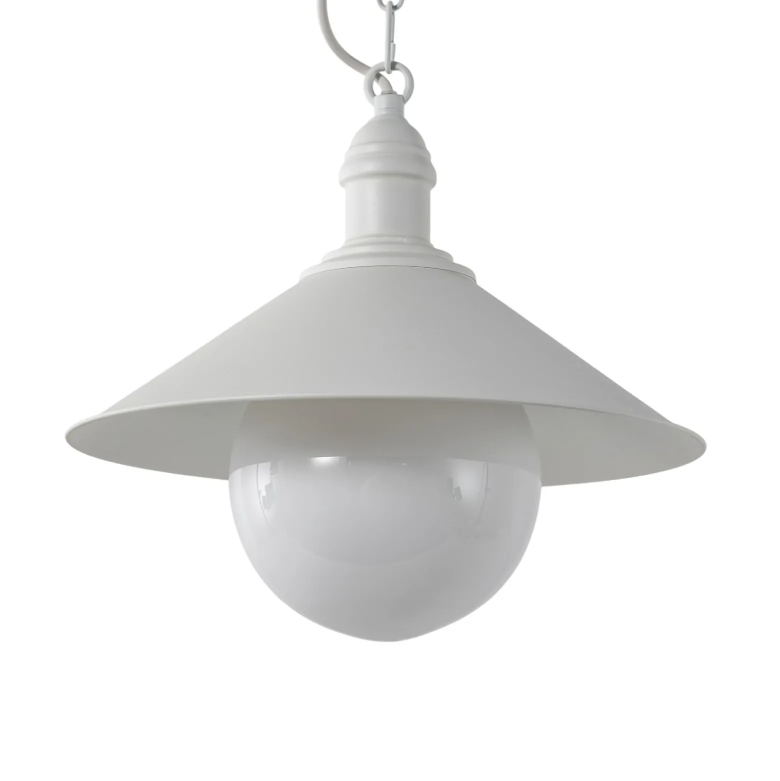 Lámpara colgante exterior Enduro, blanco, acero, cristal, IP44, E27