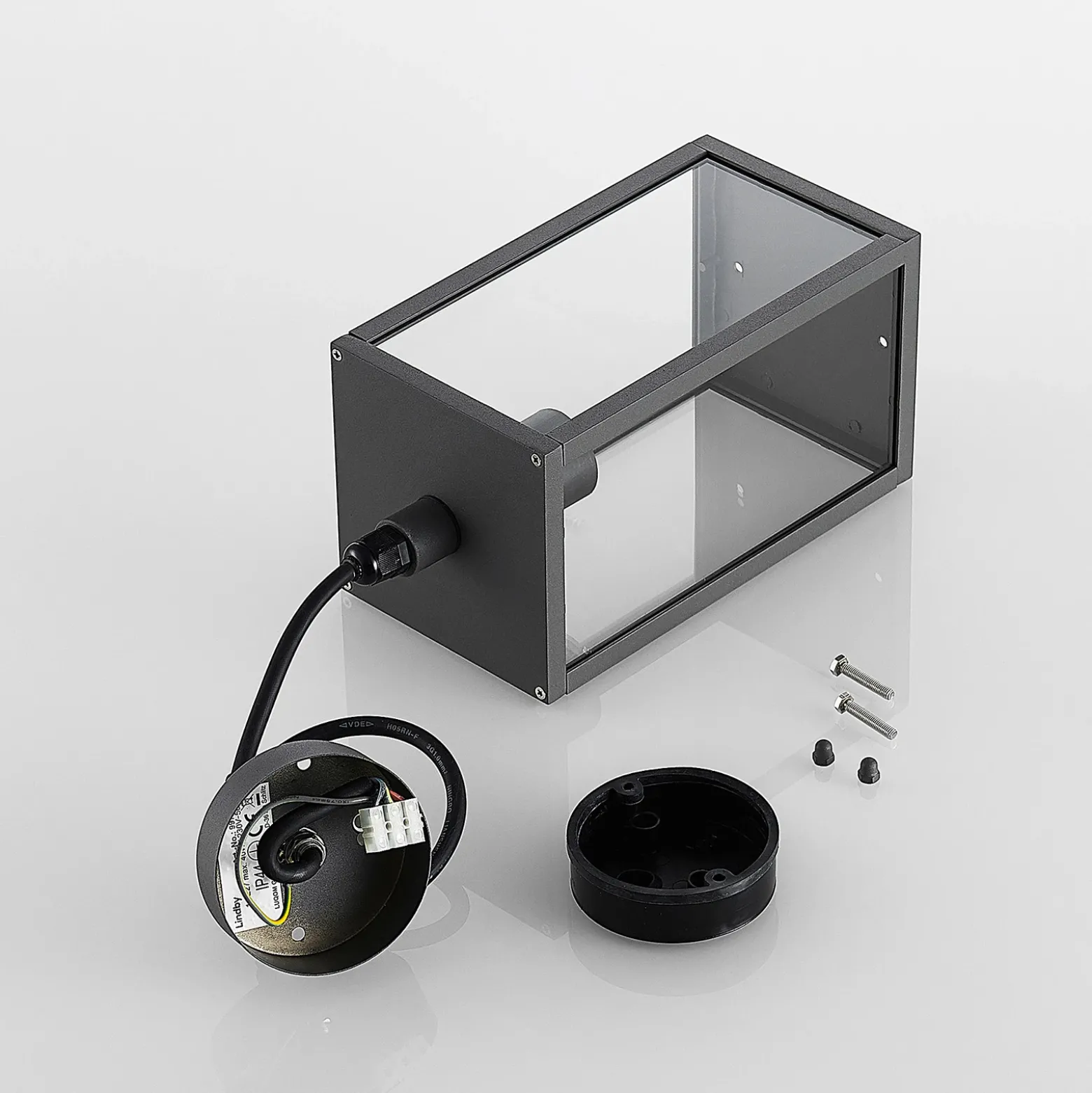 Lámpara colgante exterior Filimon de Lindby, antracita, 22 cm, IP44, E27