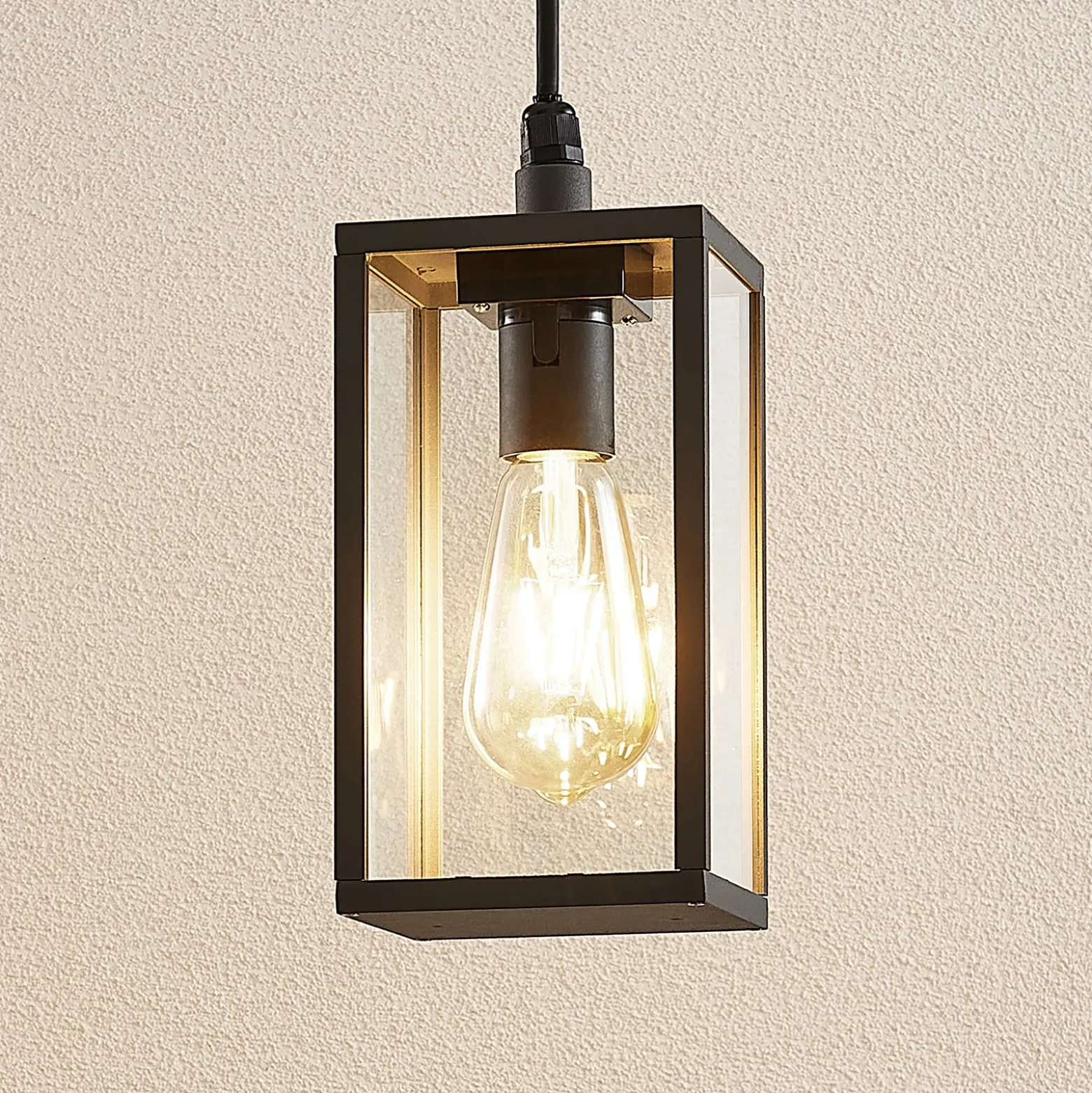 Lámpara colgante exterior Filimon de Lindby, antracita, 22 cm, IP44, E27