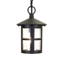 Lámpara colgante exterior Hereford, negro/transparente, IP43