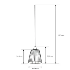 Lámpara colgante exterior LED recargable Lindby Levino, negra, de metal