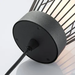Lámpara colgante exterior Lindby Vajana, Ø 19 cm, negro, aluminio