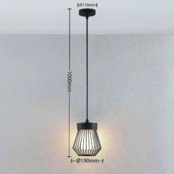 Lámpara colgante exterior Lindby Vajana, Ø 19 cm, negro, aluminio