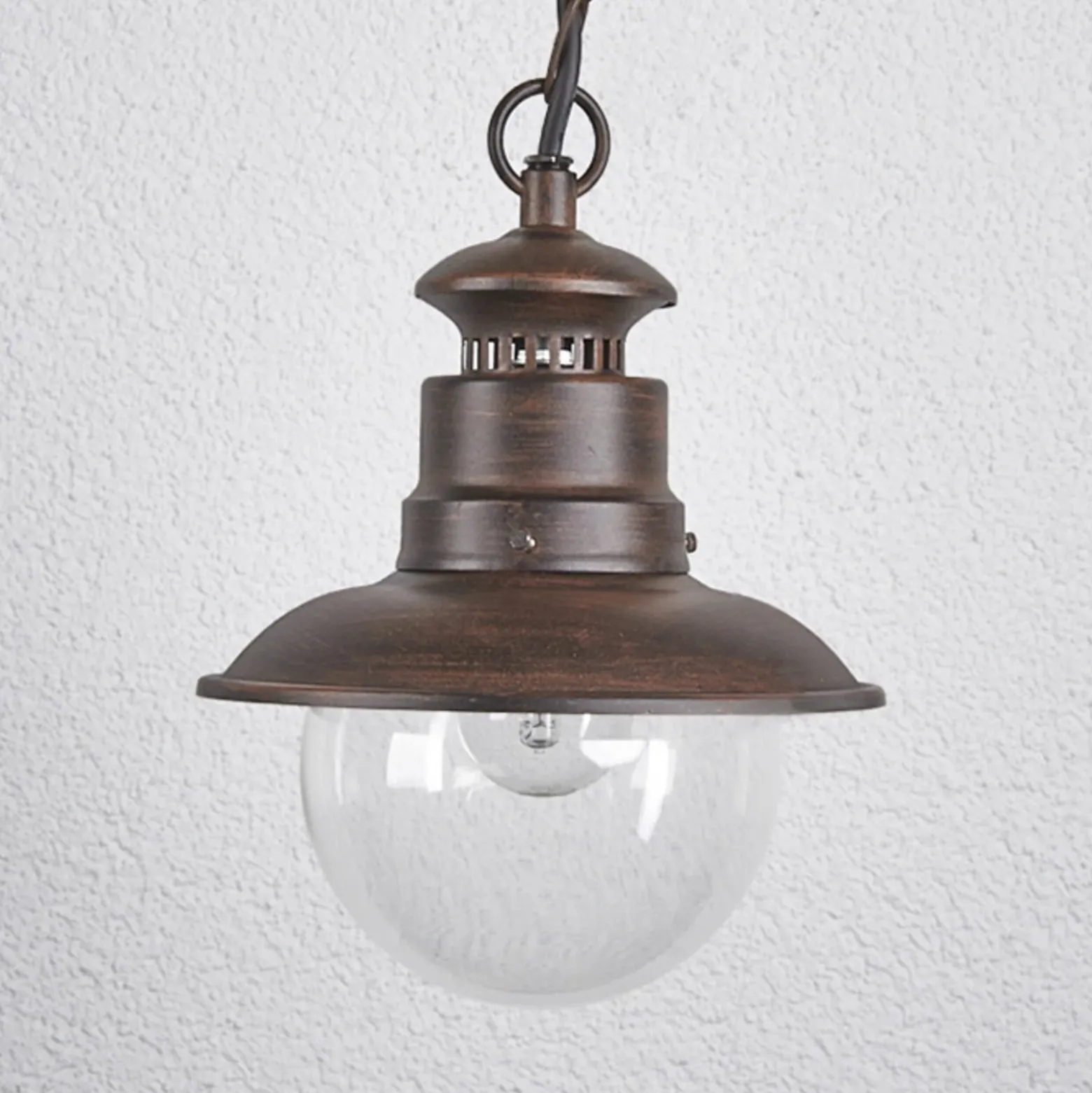 Lámpara colgante exterior Lindby Eddie, óxido, metal, IP44, E27