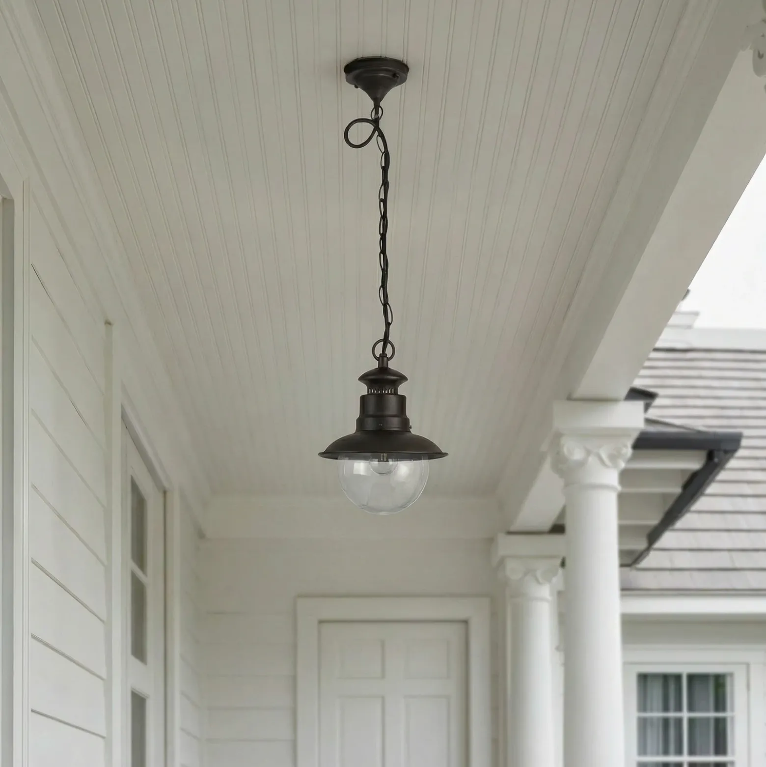 Lámpara colgante exterior Lindby Eddie, óxido, metal, IP44, E27