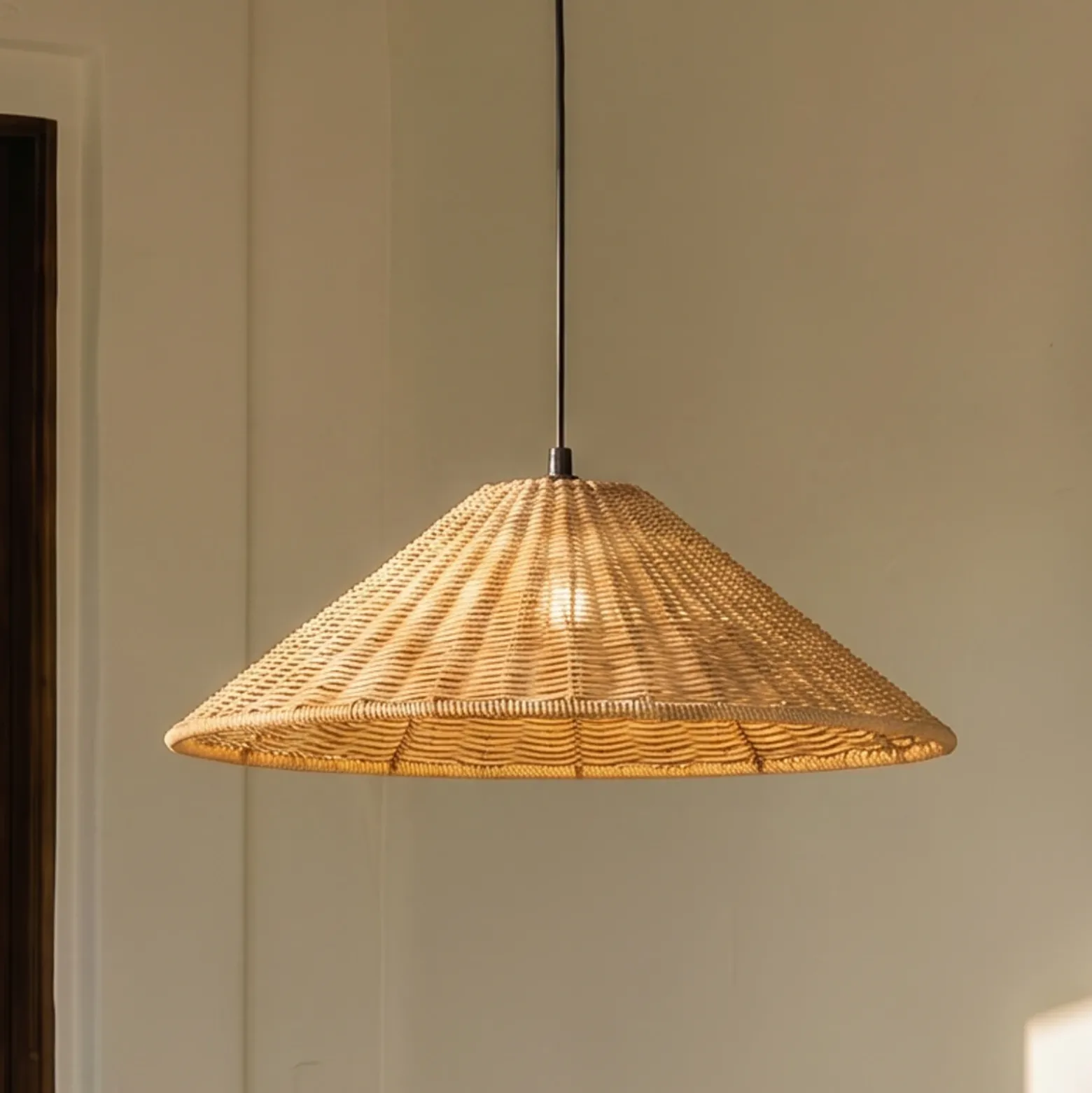 Lámpara colgante exterior Lucande Taniola, 1 luz, cónica, Ø 60 cm