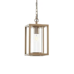 Lámpara colgante exterior Lucande Ferda, marrón, IP44, cristal, E27