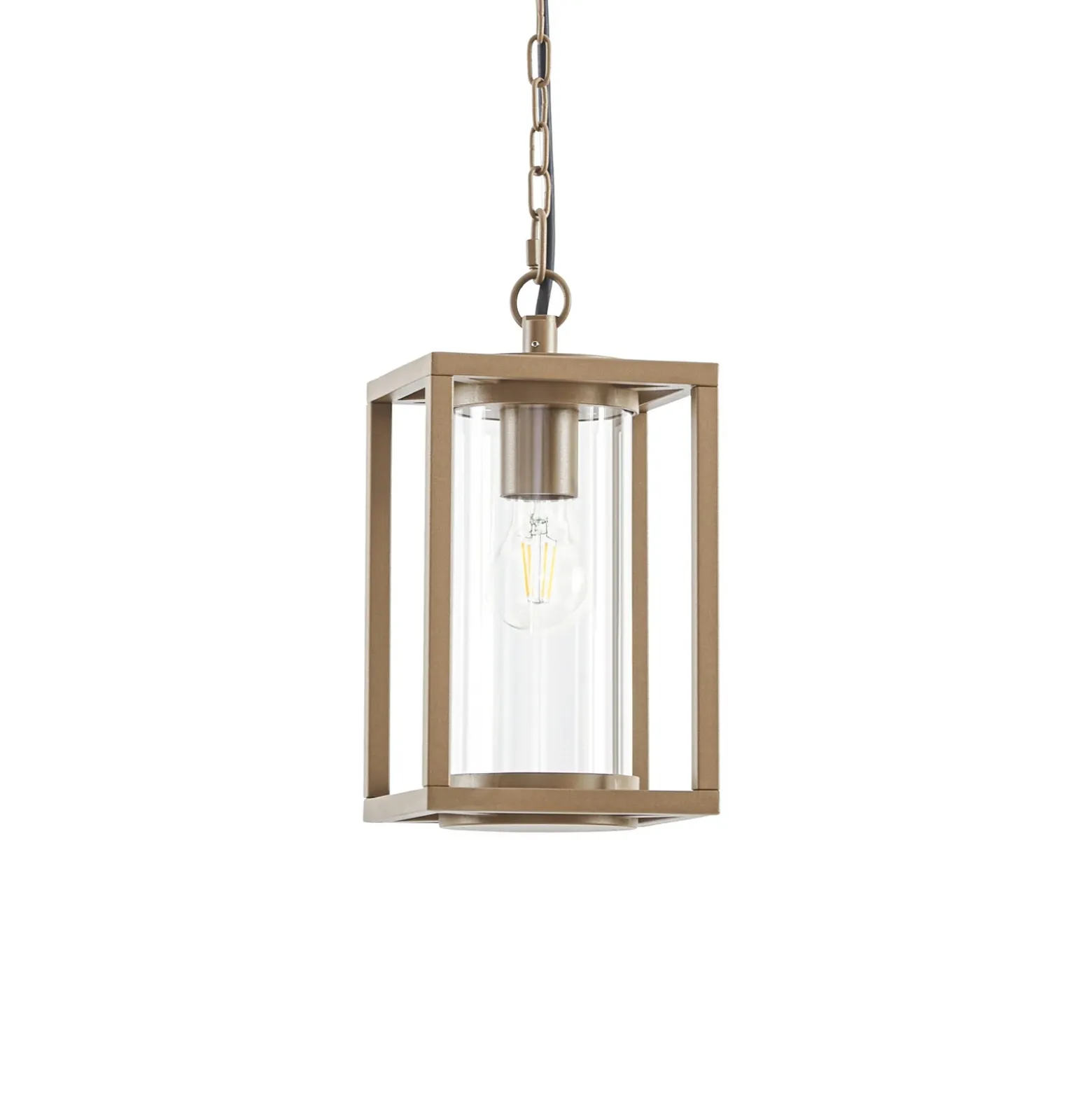 Lámpara colgante exterior Lucande Ferda, marrón, IP44, cristal, E27