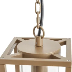 Lámpara colgante exterior Lucande Ferda, marrón, IP44, cristal, E27