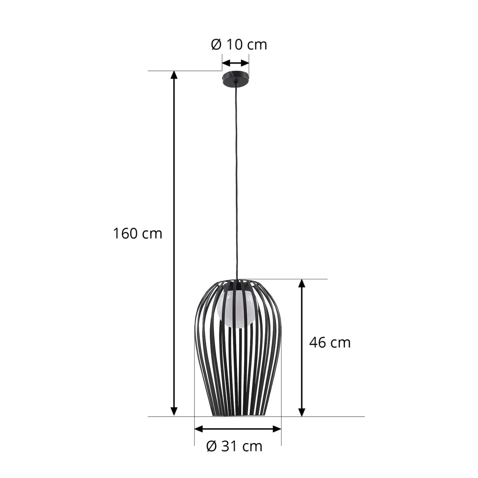 Lámpara colgante exterior Lucande Marrin, negra, metal, Ø 31 cm