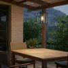 Lámpara colgante exterior Lucande Ferda, verde, IP44, cristal, E27
