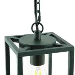 Lámpara colgante exterior Lucande Ferda, verde, IP44, cristal, E27