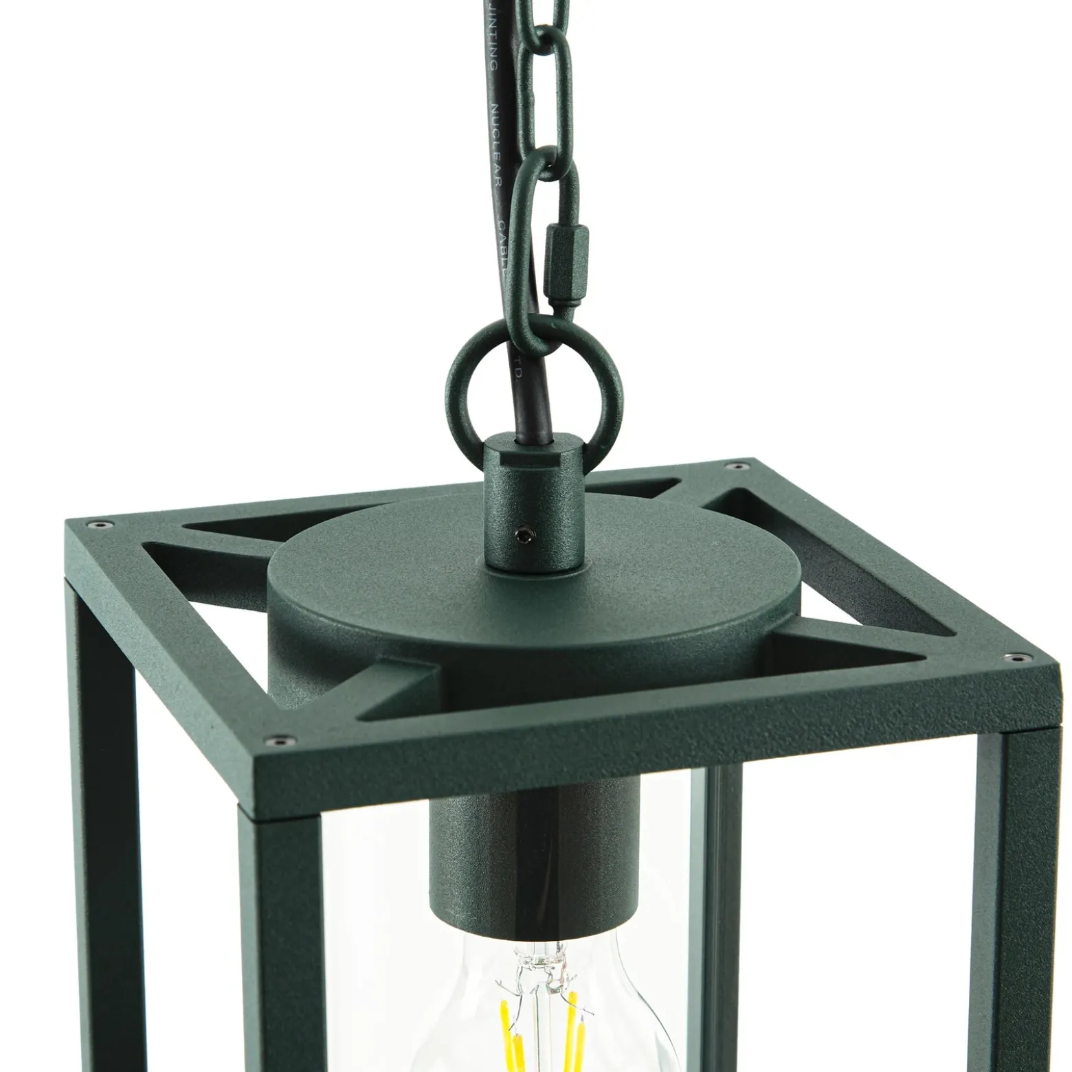 Lámpara colgante exterior Lucande Ferda, verde, IP44, cristal, E27