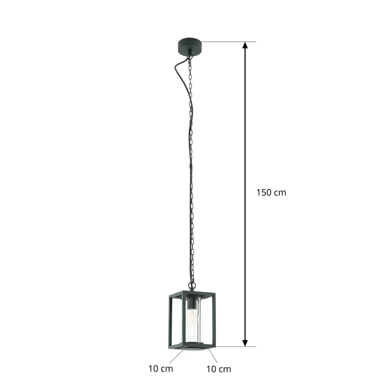 Lámpara colgante exterior Lucande Ferda, verde, IP44, cristal, E27