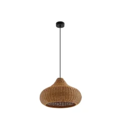 Lámpara colgante exterior Lucande Taniola, 1 luz, beige, ratán, IP44