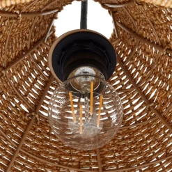 Lámpara colgante exterior Lucande Taniola, 1 luz, beige, ratán, IP44