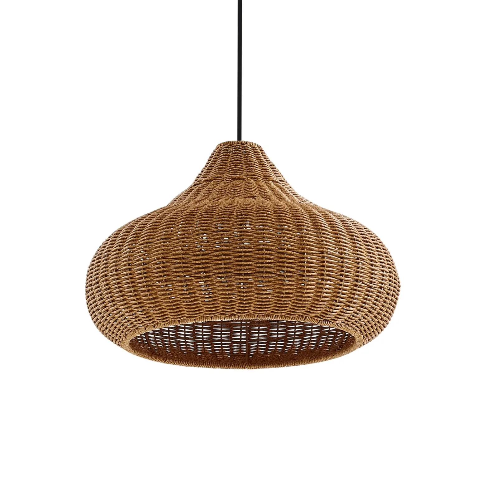 Lámpara colgante exterior Lucande Taniola, 2 luces, beige, ratán, IP44