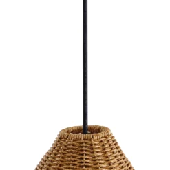 Lámpara colgante exterior Lucande Taniola, 2 luces, beige, ratán, IP44