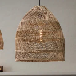 Lámpara colgante exterior Maja, ratán, Ø 45 cm, enchufe, IP44