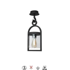 Lámpara colgante exterior Maya, gris oscuro, IP54, altura 44,5 cm
