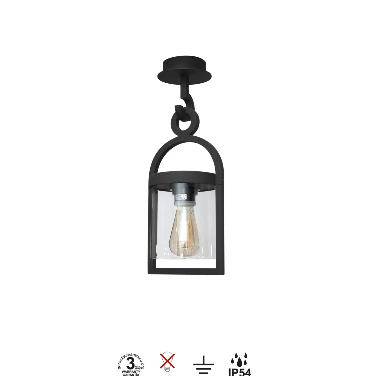 Lámpara colgante exterior Maya, gris oscuro, IP54, altura 44,5 cm