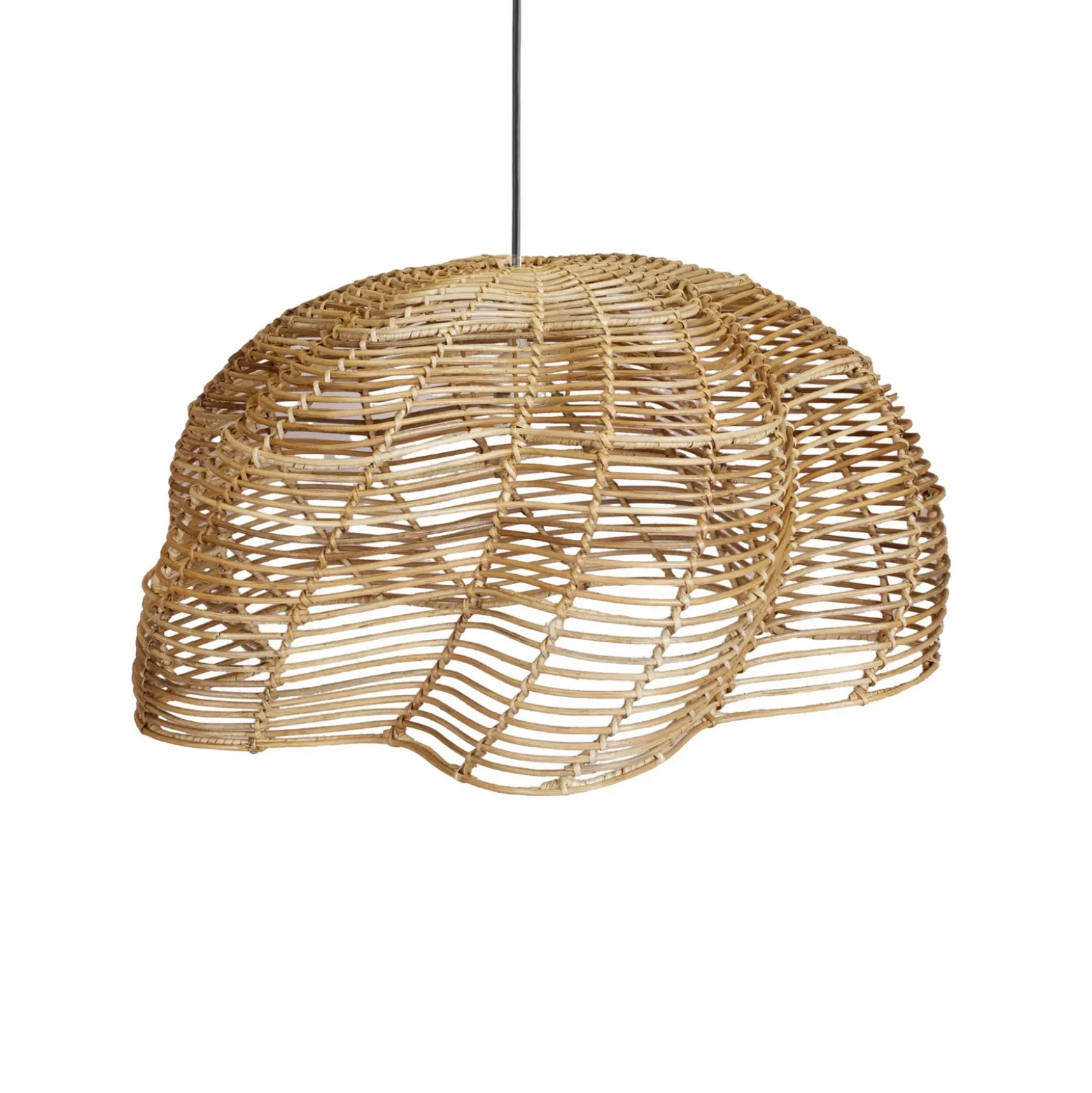 Lámpara colgante exterior Mayla, ratán natural, Ø 53 cm, enchufe IP44