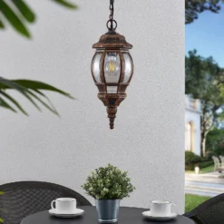 Lámpara colgante exterior Nadesha, dorado pulido