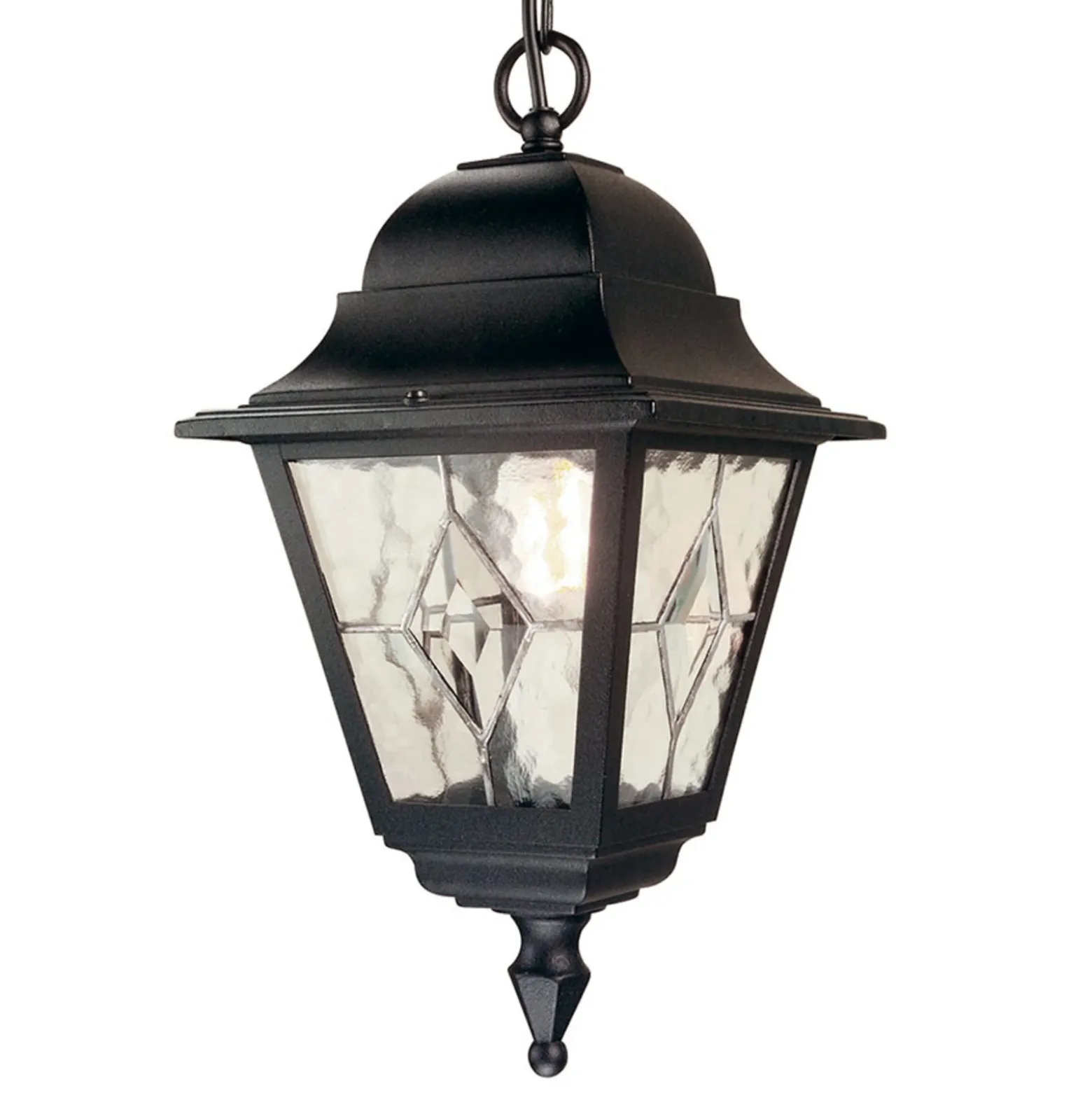 Lámpara colgante exterior Norfolk NR9, negro/transparente, IP43