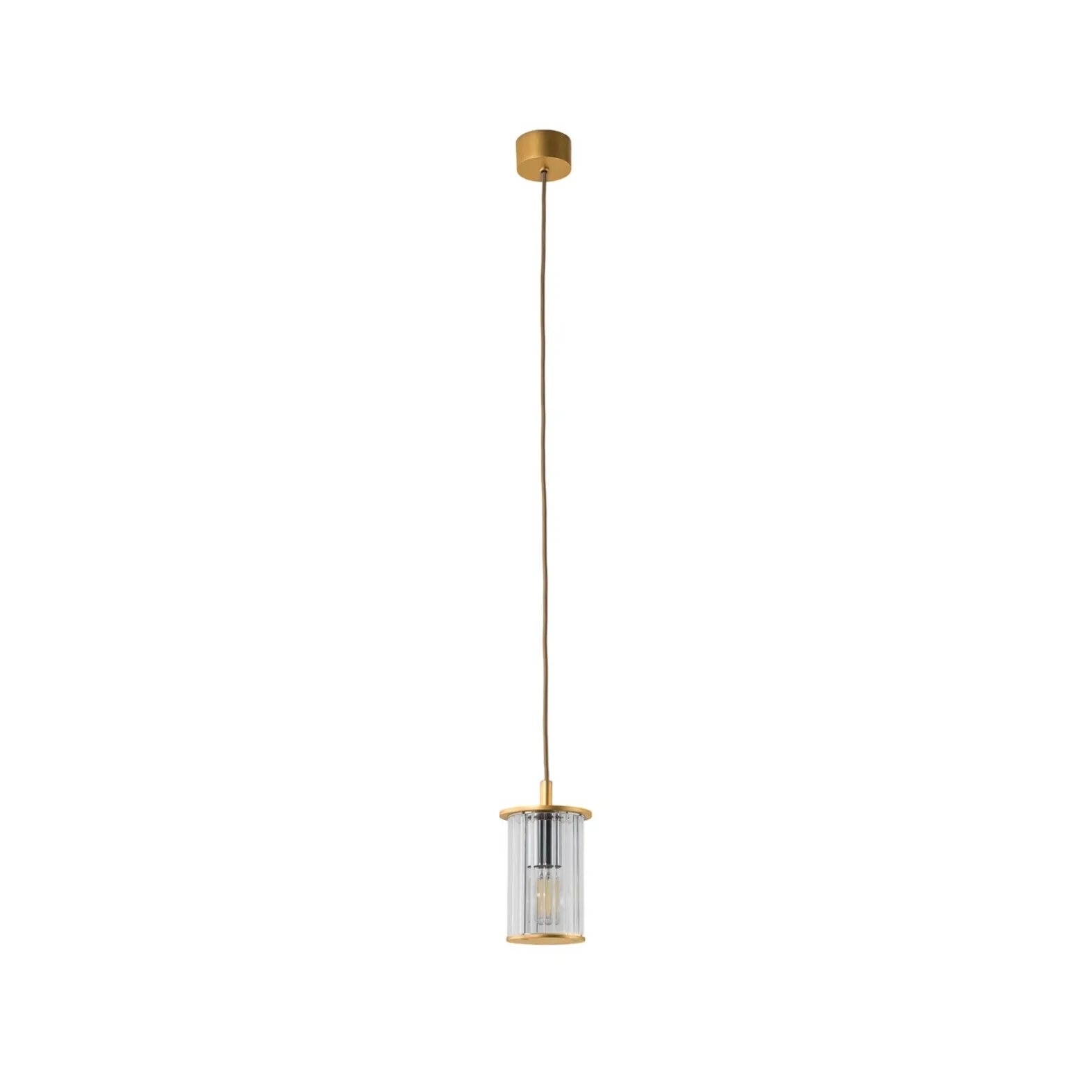 Lámpara colgante exterior Nora, dorada/transparente, IP44, cristal