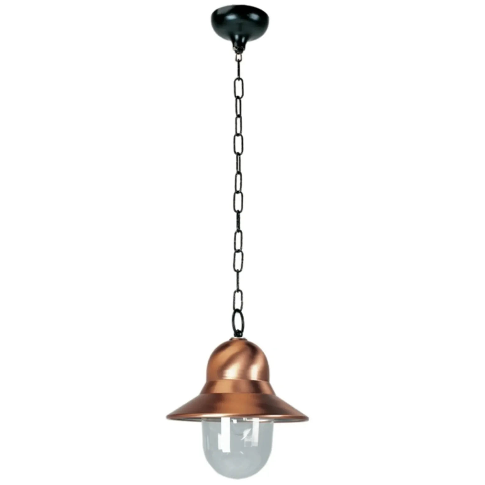 Lámpara colgante exterior Toscane, color cobre, suspensión negra