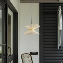 Lámpara colgante exterior Valdorin de Lindby, beige, algodón, IP44