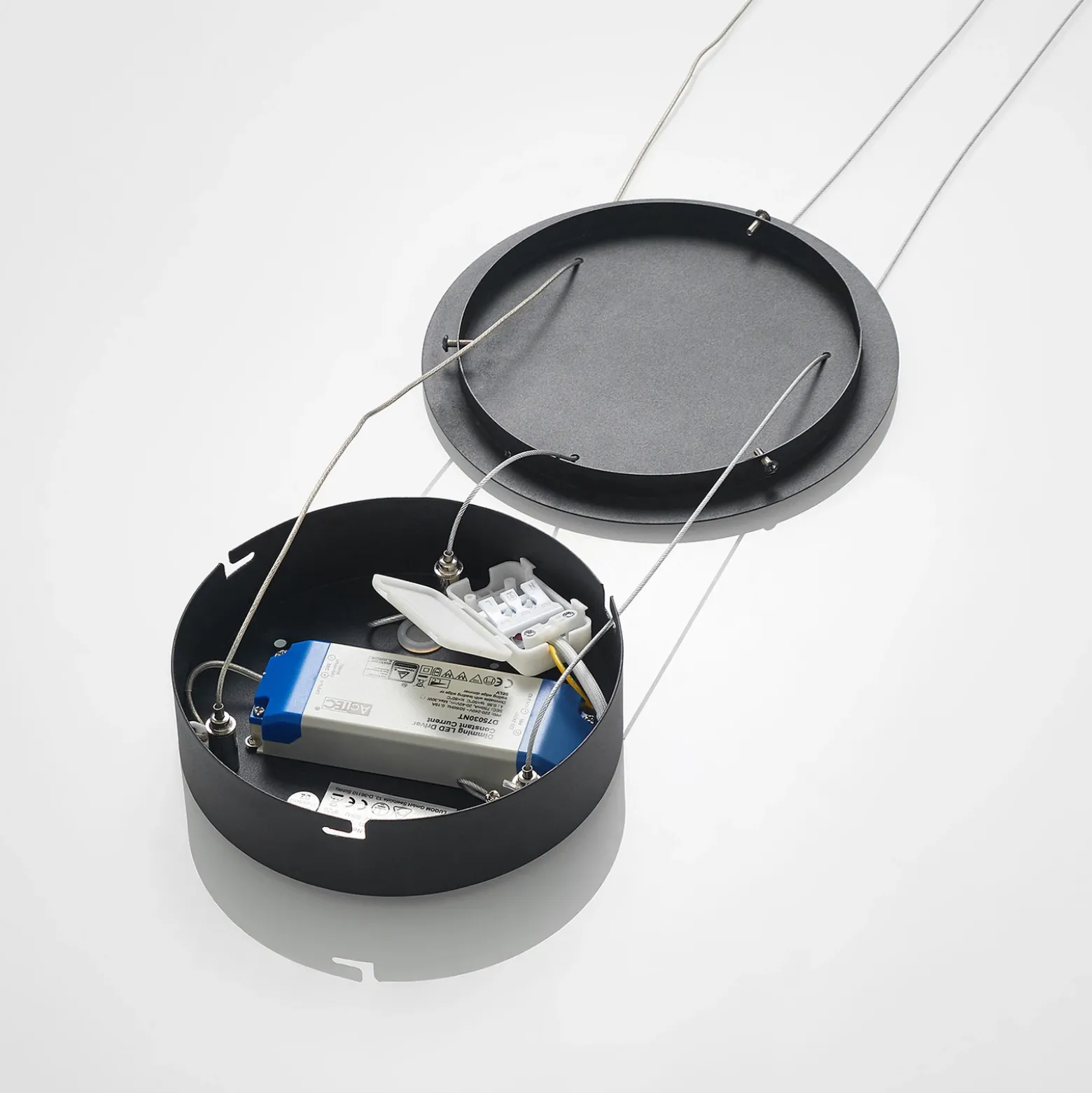 Lámpara colgante LED Arcchio Albiona, negra, 1 anillo, Ø 40 cm