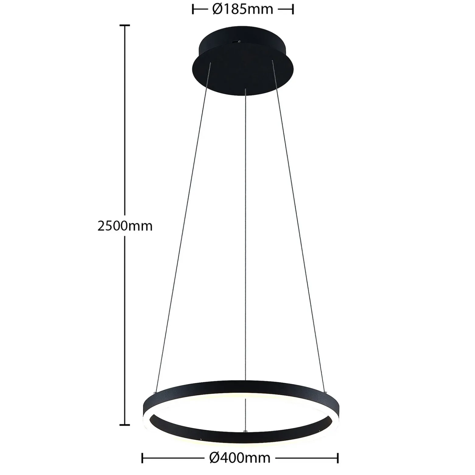 Lámpara colgante LED Arcchio Albiona, negra, 1 anillo, Ø 40 cm