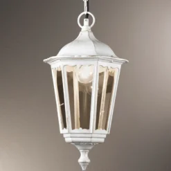 Lámpara colgante Puchberg para exterior blanco-oro