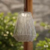 Lámpara colgante solar LED Lindby Austas, gris, Ø 32 cm, USB, IP54
