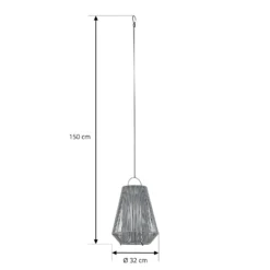 Lámpara colgante solar LED Lindby Austas, gris, Ø 32 cm, USB, IP54
