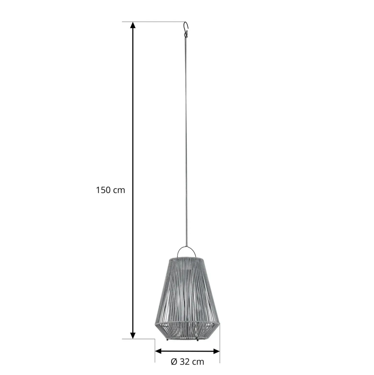 Lámpara colgante solar LED Lindby Austas, gris, Ø 32 cm, USB, IP54